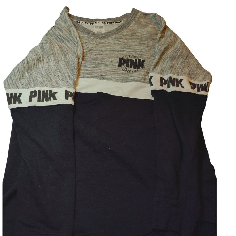 Victoria's Secret PINK Long Sleeve Top - Dark Blue & Gray - M